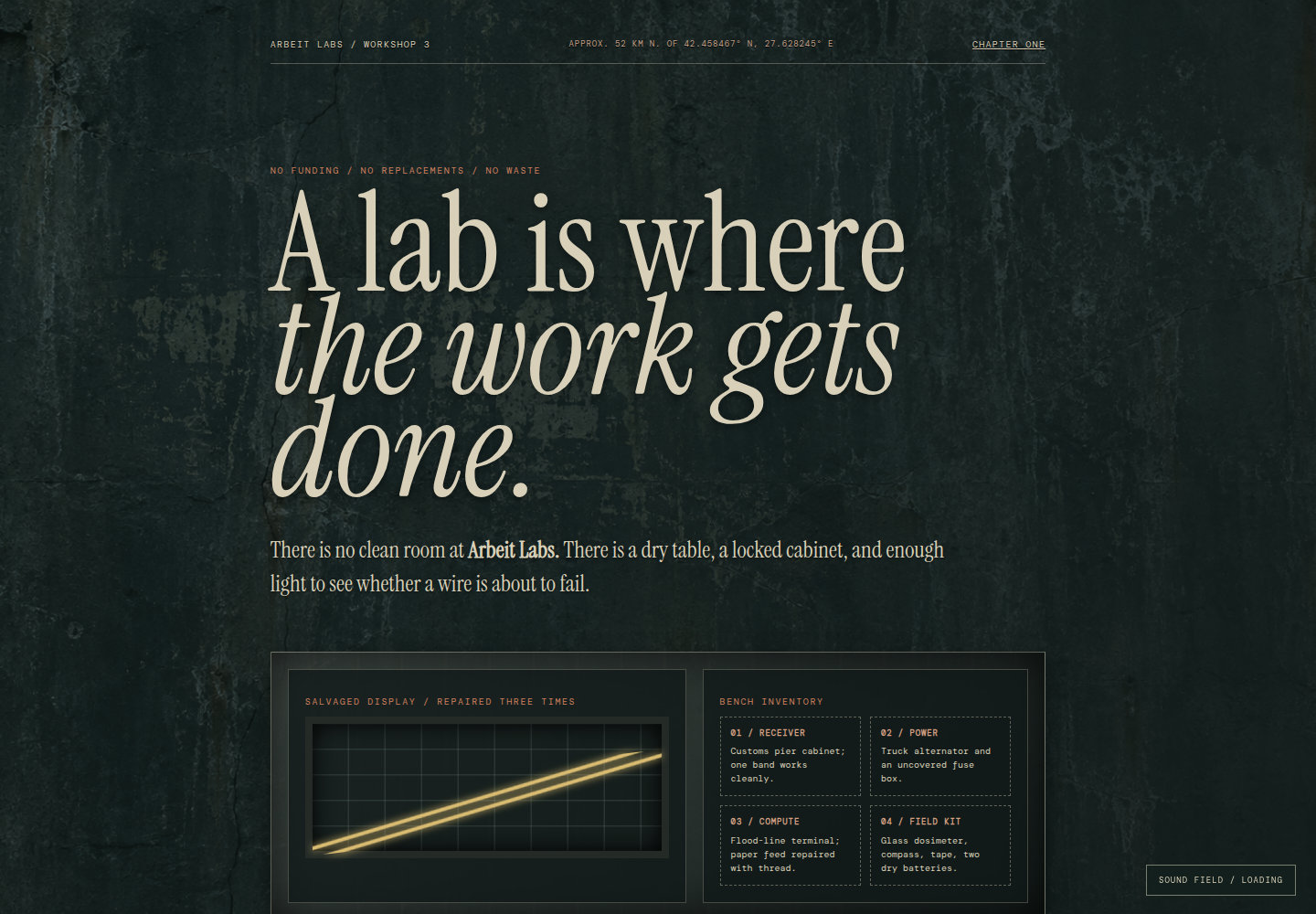 Arbeit Labs live homepage