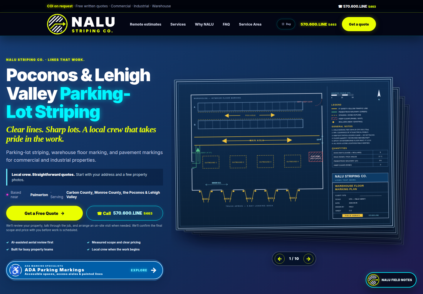 NALU Striping live homepage